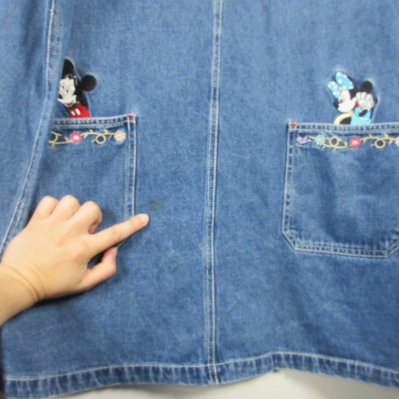 Mickey Unlimited Jerry Leign Denim Dress Overall Women 26 Embroidered Vtg 578 - Picture 6 of 14